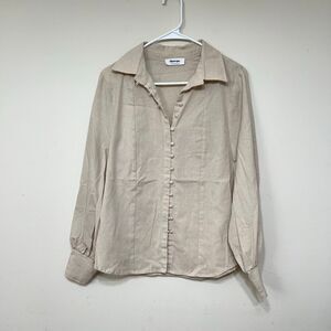 Showpo Khaki Button Down Blouse Long Sleeve 4 Women